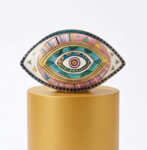 ILLUSTRA - Hand-Painted Evil Eye Ceramic Sculpture