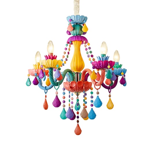LOLITA DEVINE — rainbow crystal chandelier detail view frosted glass arms | Glow Jobs | Missy K