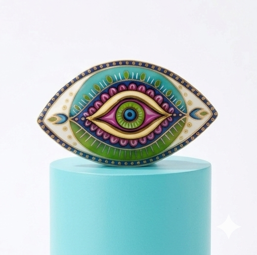 MESMERELDA - Hand-Painted Evil Eye Ceramic Sculpture