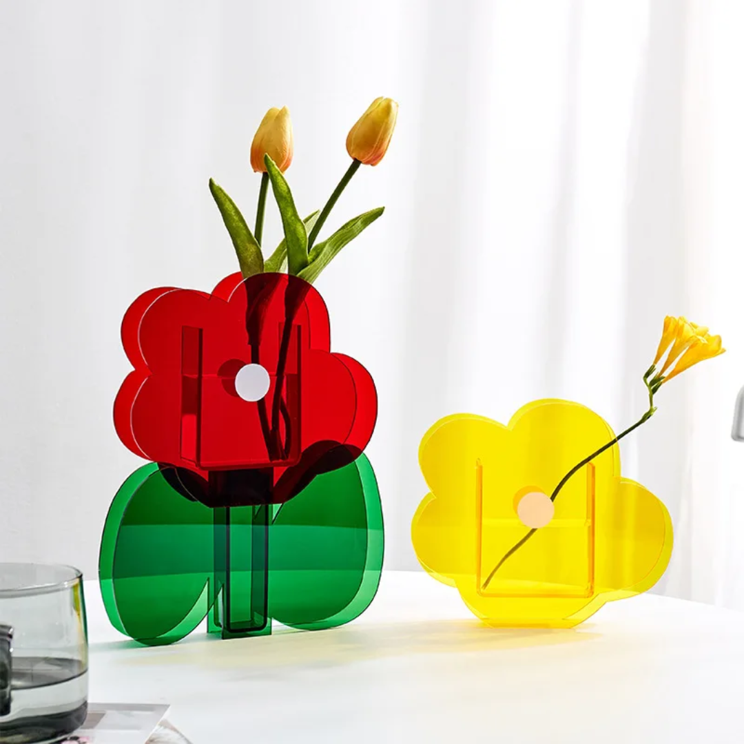 OOPSY DAISY — modular acrylic flower vase in red and yellow | Morning Glories | Dopamine decor Australia | Missy K