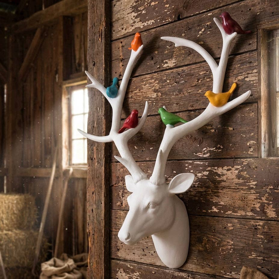 THE STAG white resin wall sculpture — installed view | Hang Ups collection | Missy K