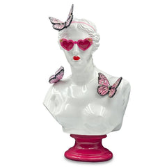 VENUS DE BUTTERFLY — pop art classical bust with heart sunglasses and pink butterflies | Dopamine decor Australia | Missy K