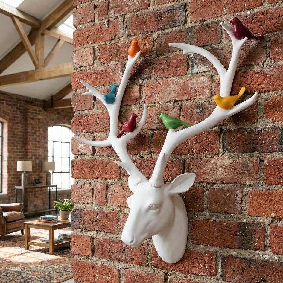 THE STAG large white resin wall sculpture — side view | Retro modern wall decor Australia | Missy K