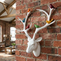 THE STAG large white resin wall sculpture — side view | Retro modern wall decor Australia | Missy K