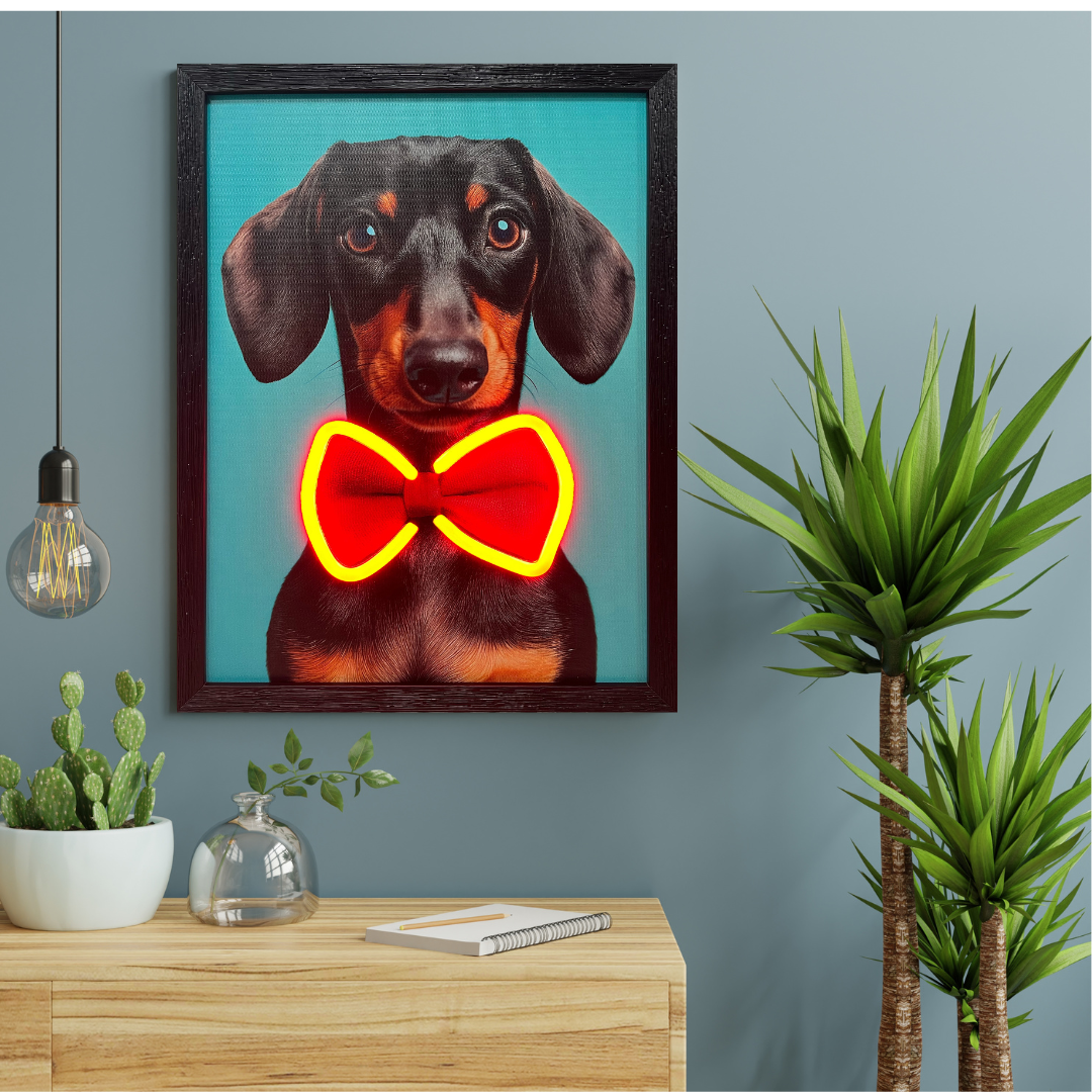 HOT DOG ENERGY — framed LED neon dachshund wall art | Barking Mad collection | Missy K