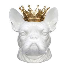 THE CROWN PRINCE — white French bulldog sculpture with gold crown | Shelfies dopamine decor Australia | Missy K