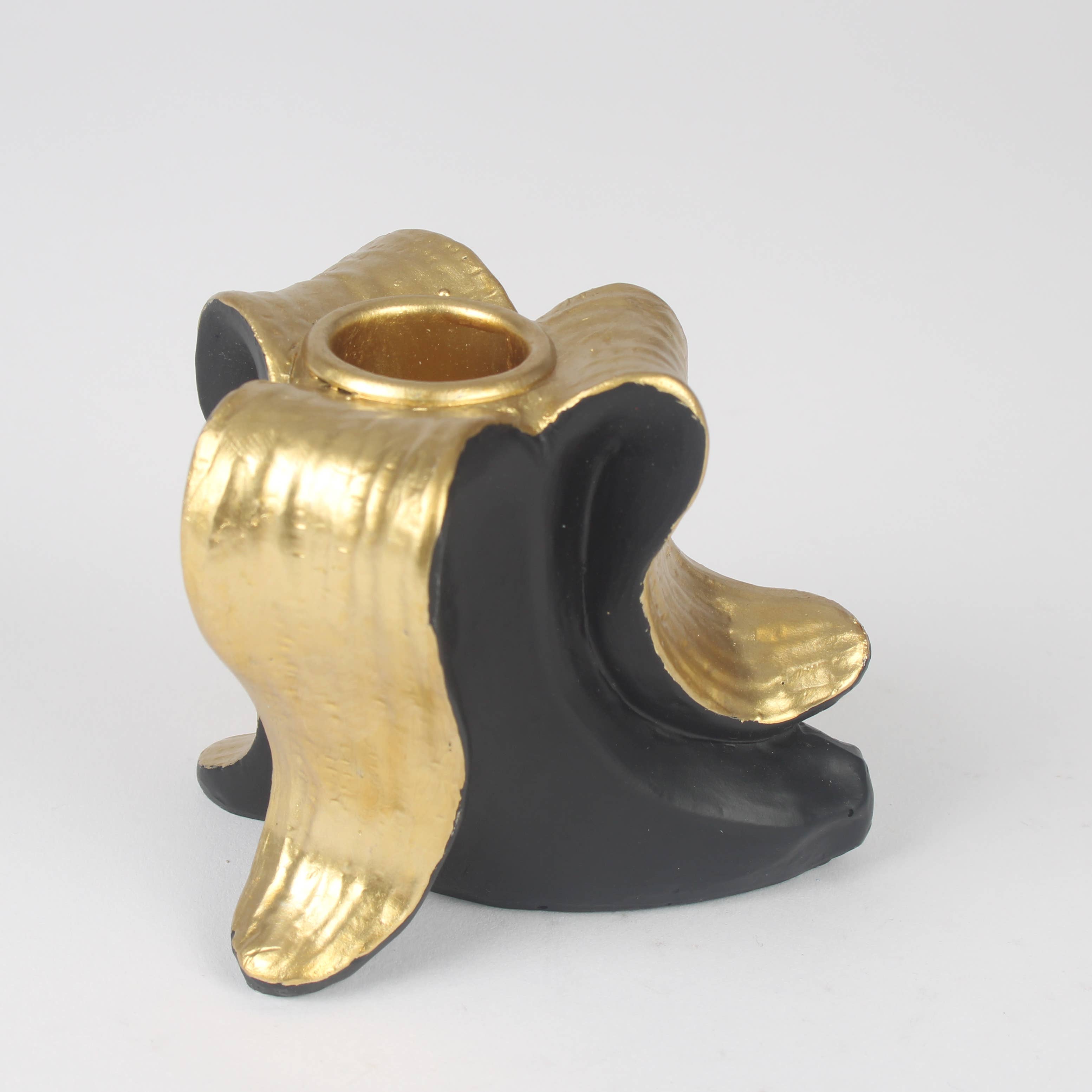SLIPPERY WHEN LIT banana peel candleholder — top view gold leaf detail | Going Bananas | Missy K