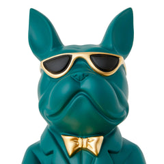 GOOD BOY - Teal French Bulldog Sculpture with Gold Tray