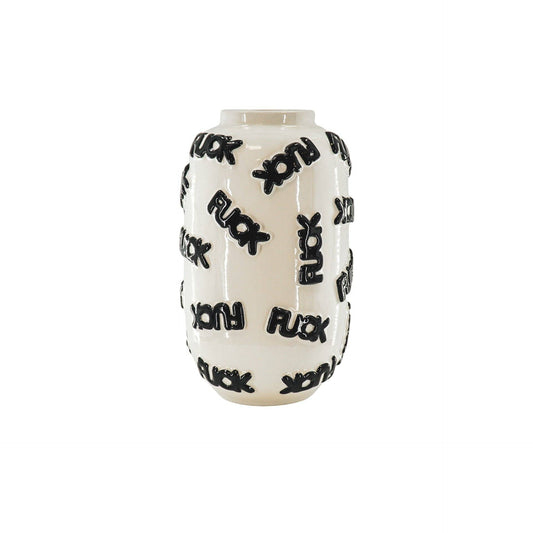 ENOUGH SAID — white ceramic F*ck vase with raised black lettering | Morning Glories | Missy K