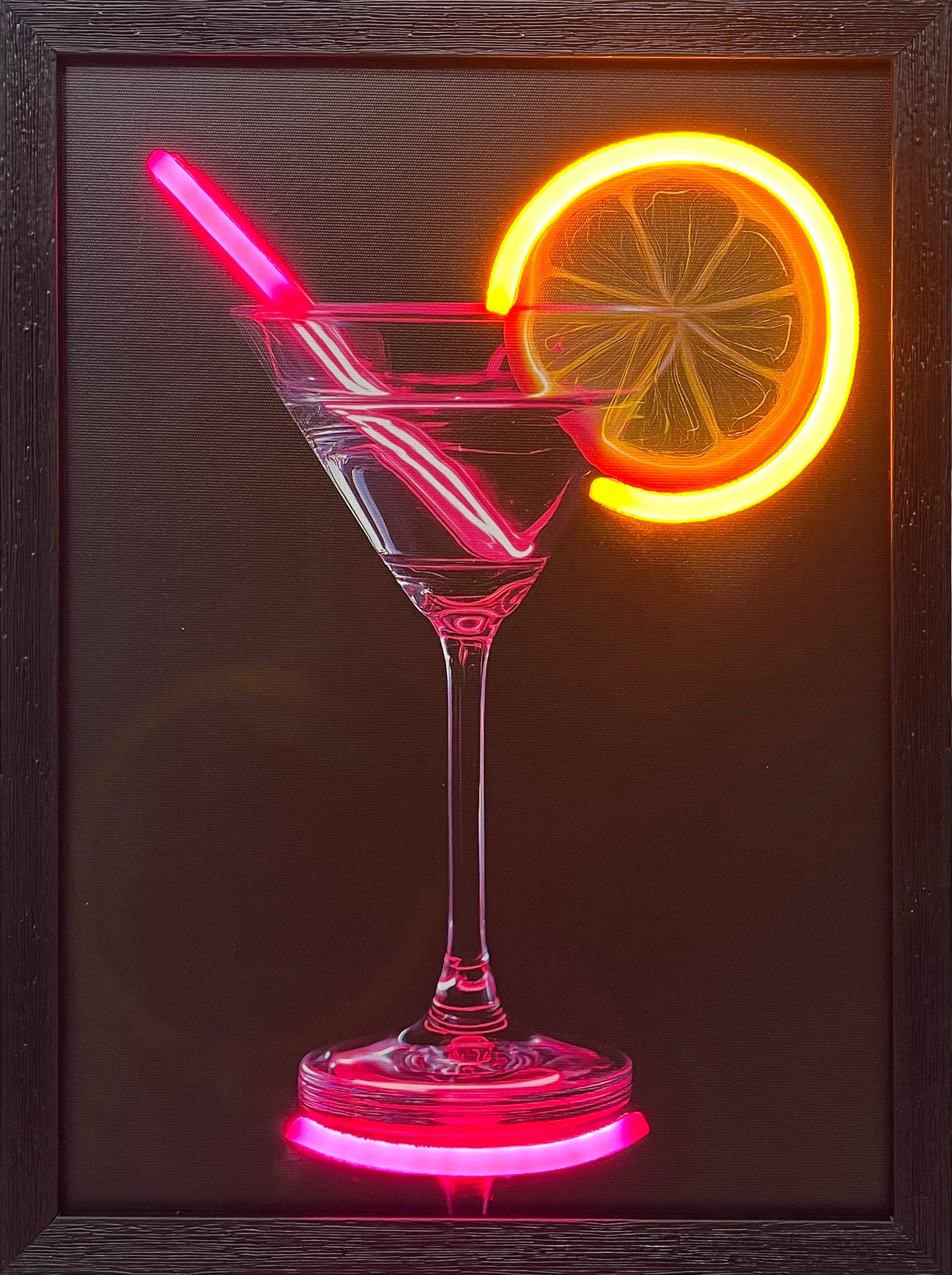 GIN OBVIOUSLY framed LED neon cocktail art — styled kitchen view | Hang Ups collection | Missy K