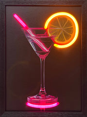 GIN OBVIOUSLY framed LED neon cocktail art — styled kitchen view | Hang Ups collection | Missy K