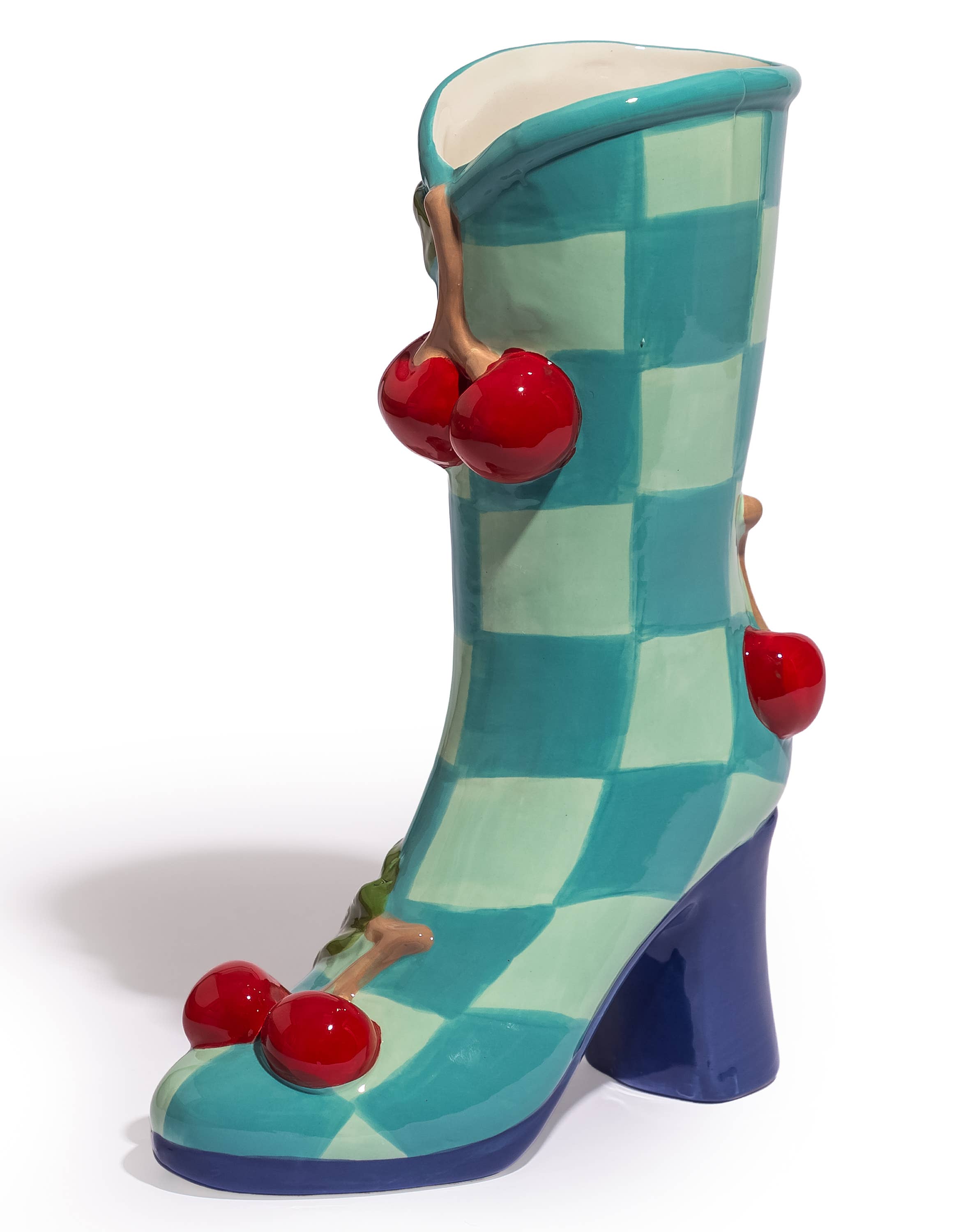 Ceramic boot vase open toe detail with cherries – Missy K Morning Glories | Retro homewares Australia