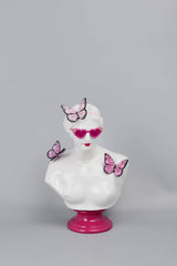 VENUS DE BUTTERFLY resin bust sculpture with butterfly detail — styled shelf view | Missy K