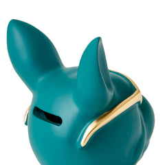 GOOD BOY - Teal French Bulldog Sculpture with Gold Tray