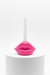 HOT LIPS - Pink Ceramic Taper Candleholder