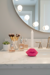 HOT LIPS - Pink Ceramic Taper Candleholder