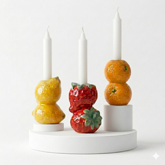 FRUIT LOOPS - Ceramic Taper Candleholders