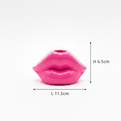 HOT LIPS - Pink Ceramic Taper Candleholder