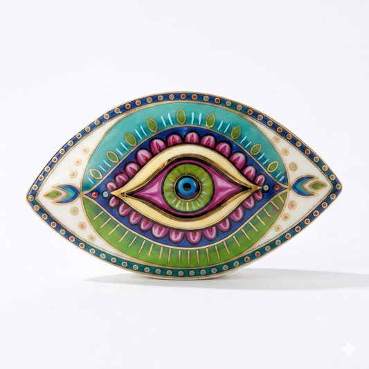 MESMERELDA - Hand-Painted Evil Eye Ceramic Sculpture