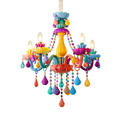 LOLITA DEVINE — rainbow crystal chandelier detail view frosted glass arms | Glow Jobs | Missy K